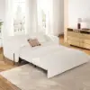 170 cm 3-Seater Warm White Boucle Convertible Sleeper Sofa with Storage & Pillows