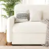 170 cm 3-Seater Warm White Boucle Convertible Sleeper Sofa with Storage & Pillows