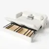 170 cm 3-Seater Warm White Boucle Convertible Sleeper Sofa with Storage & Pillows
