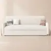 170 cm 3-Seater Warm White Boucle Convertible Sleeper Sofa with Storage & Pillows