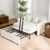 135 cm 1-Seater Warm White Boucle Convertible Sleeper Sofa with Storage & Pillows – AUD-H1504