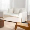 135 cm 1-Seater Warm White Boucle Convertible Sleeper Sofa with Storage & Pillows – AUD-H1504