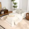 135 cm 1-Seater Warm White Boucle Convertible Sleeper Sofa with Storage & Pillows – AUD-H1504