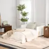 135 cm 1-Seater Warm White Boucle Convertible Sleeper Sofa with Storage & Pillows – AUD-H1504
