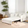 135 cm 1-Seater Warm White Boucle Convertible Sleeper Sofa with Storage & Pillows – AUD-H1504