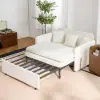 135 cm 1-Seater Warm White Boucle Convertible Sleeper Sofa with Storage & Pillows – AUD-H1504