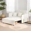 135 cm 1-Seater Warm White Boucle Convertible Sleeper Sofa with Storage & Pillows – AUD-H1504