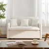 135 cm 1-Seater Warm White Boucle Convertible Sleeper Sofa with Storage & Pillows – AUD-H1504