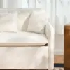 135 cm 1-Seater Warm White Boucle Convertible Sleeper Sofa with Storage & Pillows – AUD-H1504
