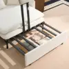 135 cm 1-Seater Warm White Boucle Convertible Sleeper Sofa with Storage & Pillows – AUD-H1504