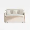 135 cm 1-Seater Warm White Boucle Convertible Sleeper Sofa with Storage & Pillows – AUD-H1504