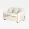 135 cm 1-Seater Warm White Boucle Convertible Sleeper Sofa with Storage & Pillows – AUD-H1504