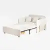 135 cm 1-Seater Warm White Boucle Convertible Sleeper Sofa with Storage & Pillows – AUD-H1504