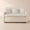135 cm 1-Seater Warm White Boucle Convertible Sleeper Sofa with Storage & Pillows – AUD-H1504