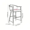 Cranis Black Velvet Bar Stool with Upholstered, 2 Pieces