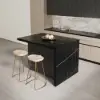 Modern 130 cm Wood Kitchen Island with Storage, Black