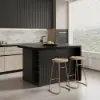 Modern 130 cm Wood Kitchen Island with Storage, Black