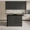 Modern 130 cm Wood Kitchen Island with Storage, Black