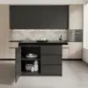 Modern 130 cm Wood Kitchen Island with Storage, Black