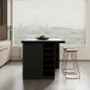 Modern 130 cm Wood Kitchen Island with Storage, Black