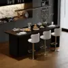 Modern 183 cm Matte Sintered Stone Kitchen Island with Storage, Black