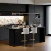 Modern 183 cm Matte Sintered Stone Kitchen Island with Storage, Black