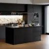 Modern 183 cm Matte Sintered Stone Kitchen Island with Storage, Black