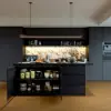 Modern 183 cm Matte Sintered Stone Kitchen Island with Storage, Black