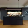 Modern 183 cm Matte Sintered Stone Kitchen Island with Storage, Black