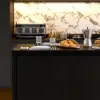 Modern 183 cm Matte Sintered Stone Kitchen Island with Storage, Black