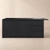 Modern 183 cm Matte Sintered Stone Kitchen Island with Storage, Black