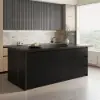 Modern 183 cm Wood Kitchen Island with Drawers & Cabinets, Black