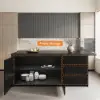 Modern 183 cm Wood Kitchen Island with Drawers & Cabinets, Black