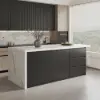 Modern 183 cm Wood Kitchen Island with Storage, White & Black