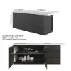 Modern 183 cm Wood Kitchen Island with Storage, White & Black