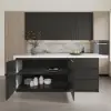 Modern 183 cm Wood Kitchen Island with Storage, White & Black
