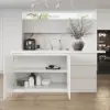Modern 180 cm Wood Kitchen Island with Drawers & Cabinets, White