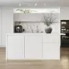 Modern 180 cm Wood Kitchen Island with Drawers & Cabinets, White