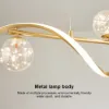 6-Light LED Linear Kitchen Island Lighting in Gold with Glass Globe Shade Dimmable