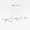 6-Light LED Linear Kitchen Island Lighting in Gold with Glass Globe Shade Dimmable