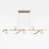 6-Light LED Linear Kitchen Island Lighting in Gold with Glass Globe Shade Dimmable