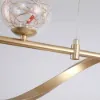6-Light LED Linear Kitchen Island Lighting in Gold with Glass Globe Shade Dimmable