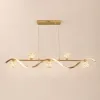 6-Light LED Linear Kitchen Island Lighting in Gold with Glass Globe Shade Dimmable
