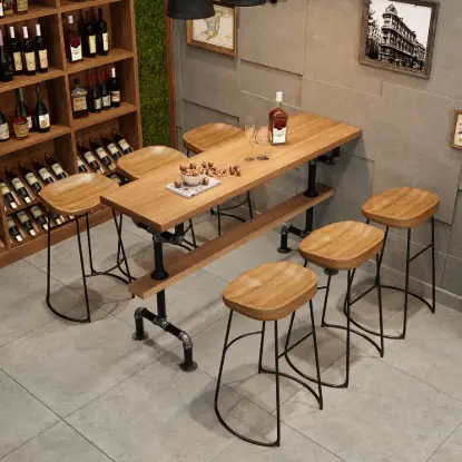 51.2" Industrial Rectangular Plywood Bar Table