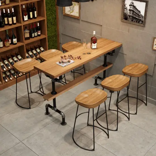 51.2" Industrial Rectangular Plywood Bar Table