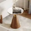 Sculra Modern 56 cm Walnut Pedestal End Table with Sintered Stone Top
