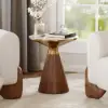 Sculra Modern 56 cm Walnut Pedestal End Table with Sintered Stone Top