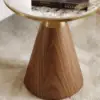 Sculra Modern 56 cm Walnut Pedestal End Table with Sintered Stone Top
