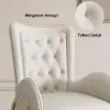Oakic White PU Leather Upholstered Dining Chair Modern Tufted Wingback Chair 2-Pieces
