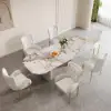 Oakic White PU Leather Upholstered Dining Chair Modern Tufted Wingback Chair 4-Pieces